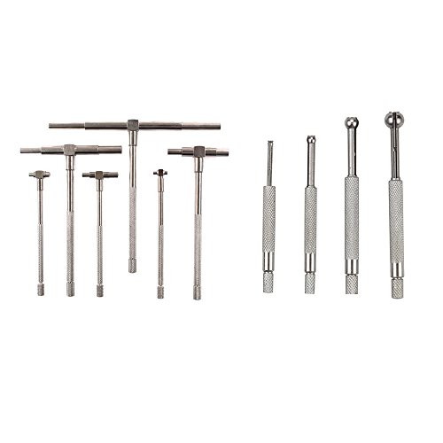 Highmoor 4pcs Telescopic Small Hole Bore Gauge Set 1/8"-1/2" Full Ball Type Gage Measure Tool 3mm-13mm & 6 pcs Precision Telescoping T-Bore Hole Gauge Gage Set 5/16" - 6" Range