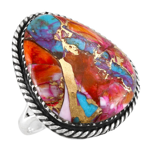 Rainbow Turquoise Ring Sterling Silver 925 Genuine Gemstones Size 6 to 11 (Rainbow Spiny Turquoise) (7) Rainbow Turquoise Ring Sterling Silver 925 Genuine Gemstones Size 6 to 11 (Rainbow Spiny Turquoise) (7)