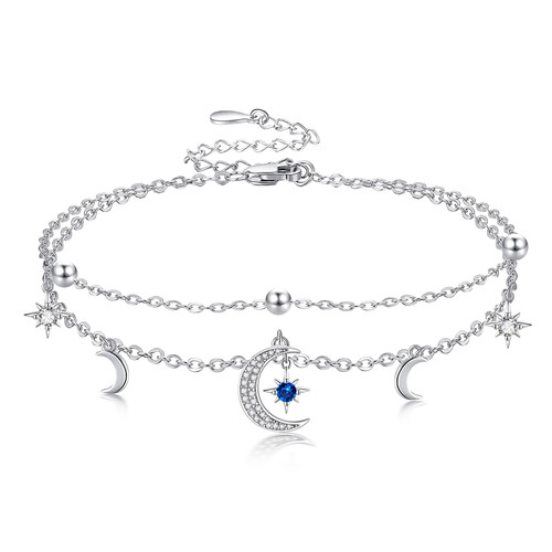 Palpitate Star Moon Anklet for Women,Moon Stars Anklet Bracelet Double Foot Chain Beach Anklets Jewelry Birthday Gifts for Her Palpitate Star Moon Anklet for Women,Moon Stars Anklet Bracelet Double Foot Chain Beach Anklets Jewelry Birthday Gifts for Her