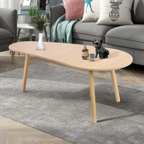 Altsuceser Small Coffee Table, Oval Coffee Table, Mid Century Modern Coffee Table for Living Room Center Minimalist Display Tea Table Wooden Color