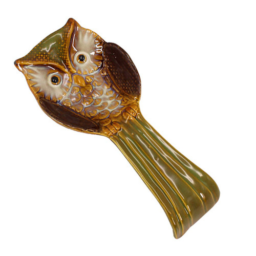Ceramic Spoon Holder Owl Spoon Rest Stove Top Ladle Holder Ceramic Utensil Rest Cooking Spoon Spatula Fork Holder for for Kitchen Dining Table Restaurant