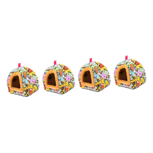 DOITOOL 4pcs Pet Yurt Nest Hamster Nest Small Pet Nest Winter Hamster Hut Sugar Glider Hideout Hedgehog Plush Guinea Pig Hideout Hamster Winter House Soft Hamster House Pet Bed Canvas