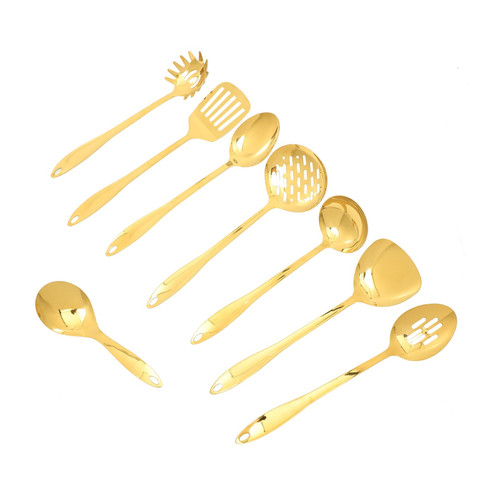 MAGICLULU 1 Set Kitchen Set Serving Spoons Kitchen Cooking Utensils Cooking Tools Kitchen Cooking Supplies Non Stick Soup Ladle Chinese Spoons Stainless Steel Spoon Gold Frying Spatula