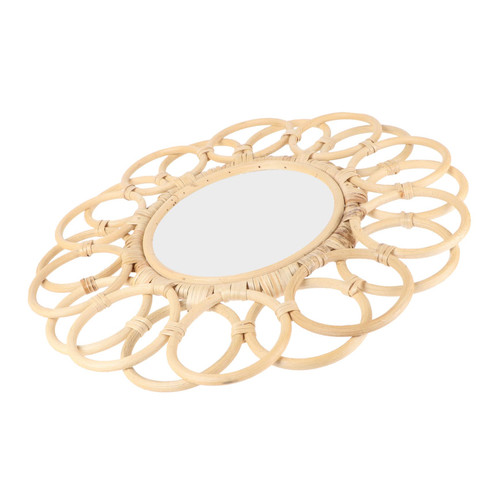 Cabilock 1pc Rattan Mirror Woven Rattan Wall Mirrors Makeup Mirror Rattan Macrame Wall Bamboo Wall Mirror Antique Decor Creative Wall-Mounted Mirror Mural Hanging Plaque Natural Rattan