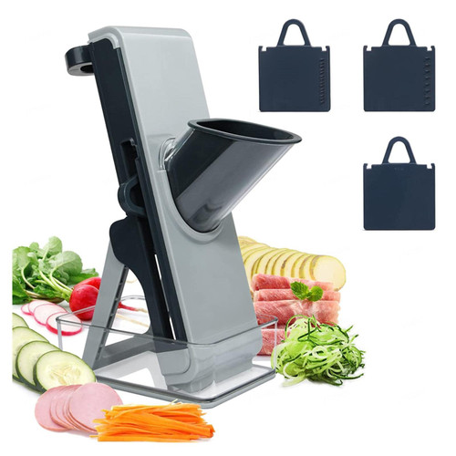 HOUKAI Safe Mandoline Slicer for Kitchen, for Vegetables Cutting Frozen Meal or Sausages Vegetable Cutter Mandoline, Fruit and Vegetable Slicer with Container, Thickness Adjuster Multi Blades