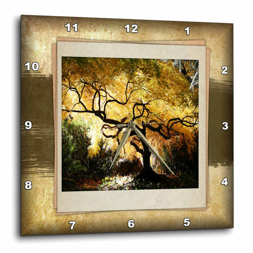 3dRose dpp_34033_1 Bonsai Japanese Maple Wall Clock, 10 by 10-Inch
