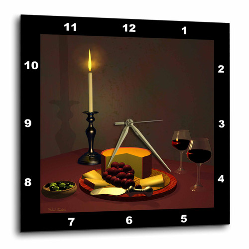 Dream Essence Designs This 3D Artwork Features Aged Cheese and Fine Wine Wall Clock, 10 by 10-Inch