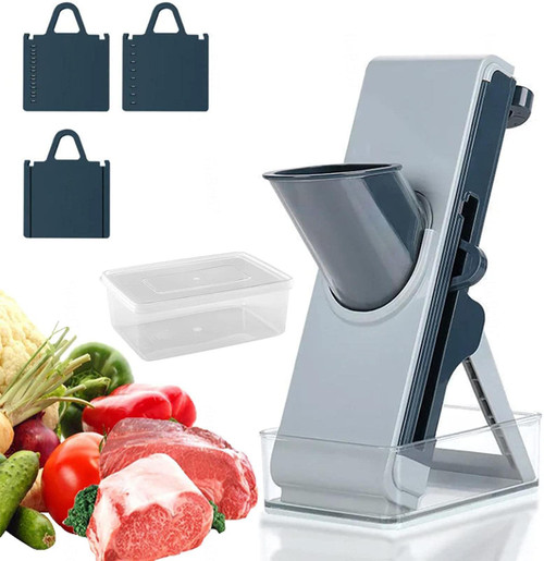 GHQYP Safe Slicer Mandoline, for Potatoes,Vegetable,Meat,Onions Kitchen Slicer, Safe Mandoline Slicer for Kitchen with Container, Thickness Adjuster Multi Blades