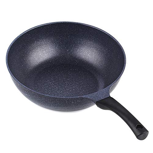 Cook N Home 2646 Nonstick Marble 12-inch/30cm Deep saute Stir Fry Pan Wok, 12-inch, Black