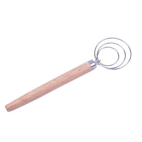 MEFFEE Egg Whisk Stainless Steel Coil Whisk Wooden Handle Mixer Dough Whisk Gadget