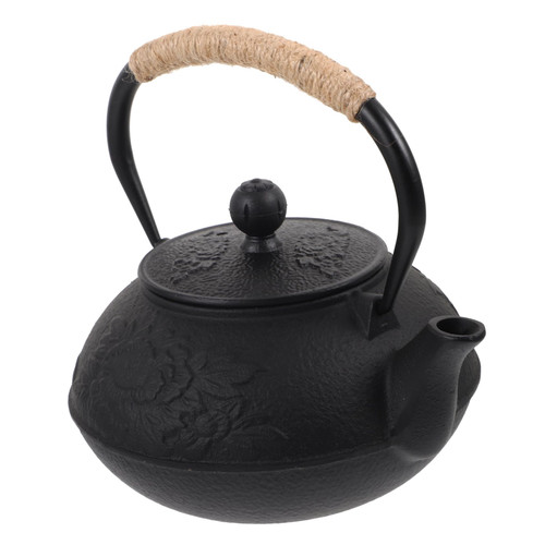 Zerodeko Cast Iron Teapot Water Kettle Tea Kettle Teapot for Hotel Tea Pot Teapot for Kitchen Stove Teapot Coffee Pot Handled Teapot Cast Iron Kettle Peony Heating Pot Boil Teapot