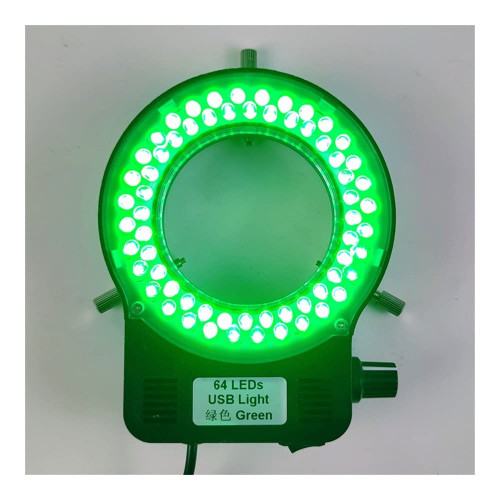 USB 64 LED Ring Color Light Source Illuminator, Microscope Lens, Lamp Adjustable for Industry Monocular Binocular Trinocular Stereo Video (Color : Green)