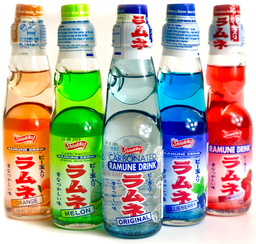 Ramune Japanese Soda Variety Pack of 2 - Shirakiku Multiple Flavors - Japanese Drink Gift Box (5 Count)