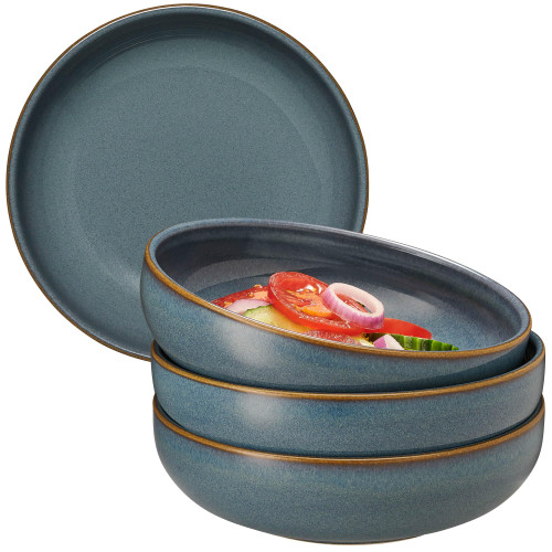 B BRILLIANT Ceramic Cereal Bowls Set of 4 - Small & Large Soup Bowls, Salad Bowl, Kitchen, Pasta Bowls - Portuguese Stoneware Ceramic Bowls - Freezer, Microwave Safe (Blue, 6.3" Soup Bowl)
