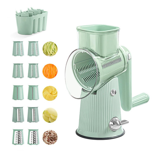 YHQPHZM Rotary Cheese Grater Kitchen Manual Cheese Grater with Handle Vegetable Slicer Nut Grater Multi-Function Slicer Multiple Interchangeable Drum Blades