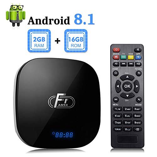 Android tv Box, TUREWELL F1 Android 8.1 tv Box Amlogic S905W Quad Core 2GB RAM 16GB ROM Media Player with Digital Display Ethernet Support 2.4Ghz WiFi 4K HDMI DLNA 3D Smart TV Box