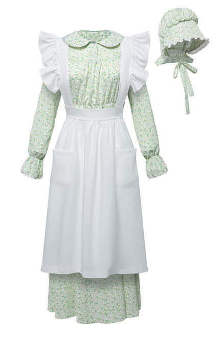 FORTMAC Pioneer Dress Women-Prairie Dress Women Pioneer Costume Colonial Dress Women Pioneer Bonnet Apron Green XL FORTMAC Pioneer Dress Women-Prairie Dress Women Pioneer Costume Colonial Dress Women Pioneer Bonnet Apron Green XL