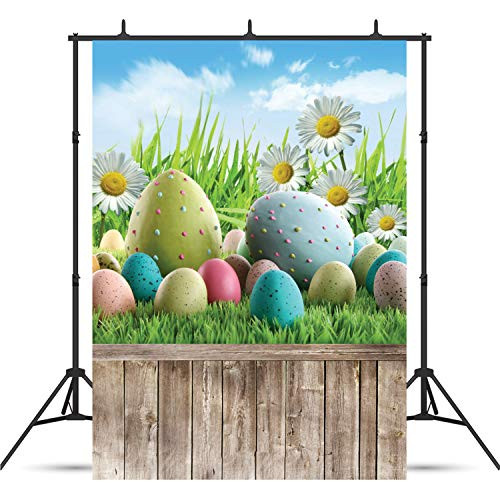 6x9ft Easter Eggs Photo Backdrops for Pictures Spring Natural Scenery Flowers Photography Background for Easter Decoration Photo Booth Studio Props FHJ-001