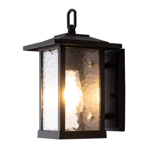 Smeike Outdoor Wall Lantern, Exterior Light Wall Mount with Water Glass, Black Outside Sconce Light, Aluminum Exterior Lights for House Porch Garage