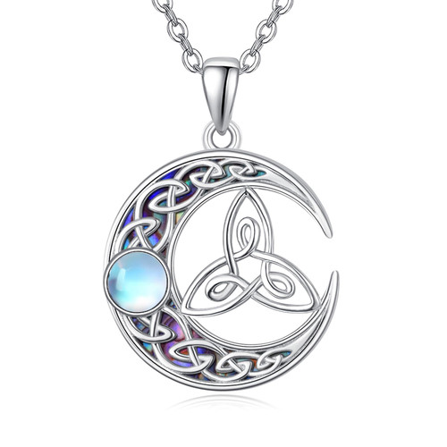 KINGWHYTE Celtic Knot Moon Necklace 925 Sterling Silver Moonstone Necklace Celtic Jewelry Gift for Women Girl Girlfriend KINGWHYTE Celtic Knot Moon Necklace 925 Sterling Silver Moonstone Necklace Celtic Jewelry Gift for Women Girl Girlfriend