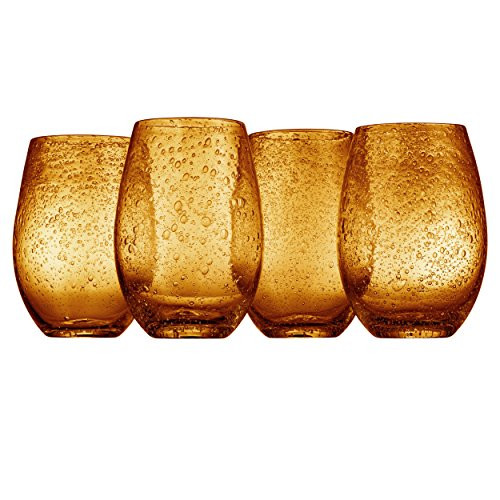 Artland Iris Stemless Glass, Amber, Set of 4