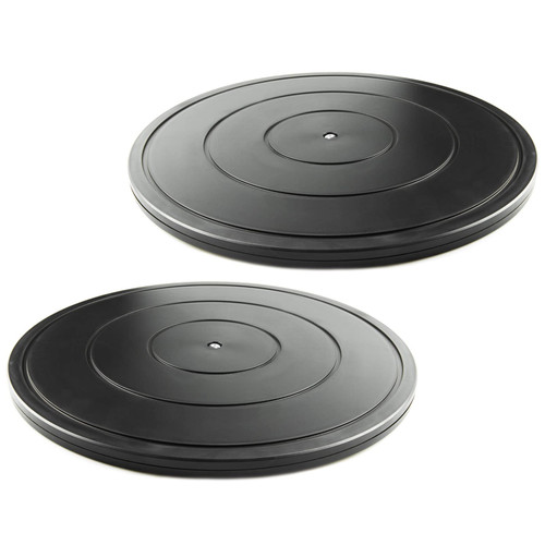 VOLCANOES CLUB 16 Inch Lazy Susan Turntable - Heavy Duty Rotating Swivel Steel Ball Bearings - Flat Base Stand for TV/Computer/Monitor/Arts/Crafts/Bonsai/Statue/Cabinet Organizer (2 Pack/Black)