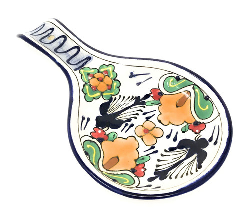 Mexican Talavera Ceramic Spoon Shaped Spoon Rest