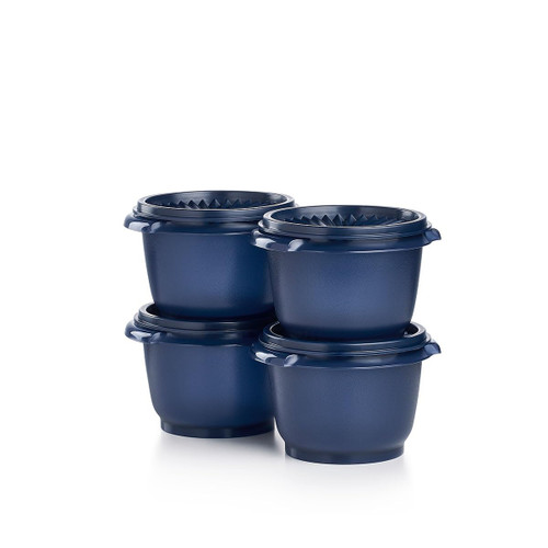 Tupperware Servalier 2.5 cup 20oz Bowl Liquid Tight Seal Set of 4 in Dark Blue
