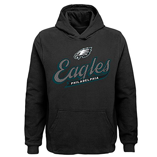 Outerstuff NFL Philadelphia Eagles Kids & Youth Boys Pioneer Sueded Fan Classic Hoodie, Black, Youth Large(14-16)