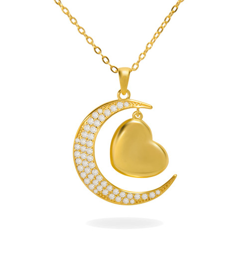 JELMO Gold Moon Necklace for Women 18K Gold Pendant Necklace with Diamonds Moon Jewelry Gifts for Her for Valentine's Day, Birthday, Anniversary JELMO Gold Moon Necklace for Women 18K Gold Pendant Necklace with Diamonds Moon Jewelry Gifts for Her for Valentine's Day, Birthday, Anniversary
