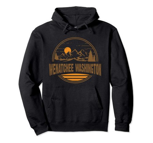 Vintage Wenatchee, Washington Mountain Hiking Souvenir Print Pullover Hoodie