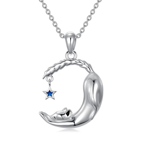 SELKAT 925 Sterling Silver Cat Necklace Cute Cat Moon Pendant Necklaces Animal Jewelry Gift for Cat Lovers Women Daughter Teen Girls Mother Grandma SELKAT 925 Sterling Silver Cat Necklace Cute Cat Moon Pendant Necklaces Animal Jewelry Gift for Cat Lovers Women Daughter Teen Girls Mother Grandma