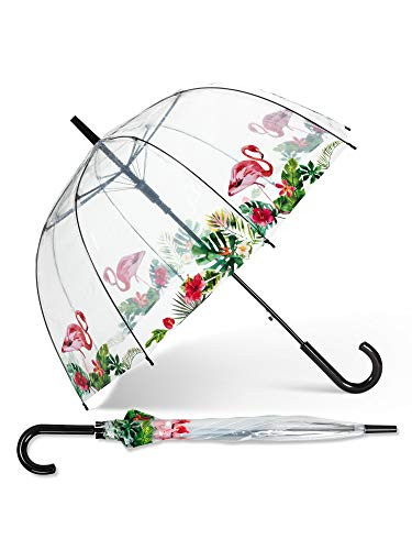 Abbott Collection 27-Flamingo Bubble Umbrella w/Flamingos-37 W, Clear