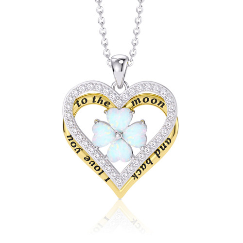 Distance I Love You to the Moon and Back Necklace S925 Sterling Silver Opal Heart Pendant Necklace Jewelry Gifts for Her/Girl/Women/Girlfriend/Wife Distance I Love You to the Moon and Back Necklace S925 Sterling Silver Opal Heart Pendant Necklace Jewelry Gifts for Her/Girl/Women/Girlfriend/Wife