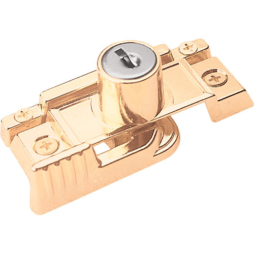 Defender SecurityProducts U 9932 Diecast Slim-Line Keyed Sash Lock, Brass Finish