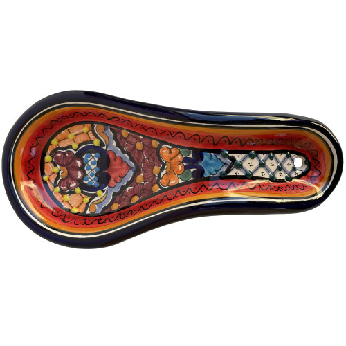Fine Crafts Imports TalaMex Handmade Coyula Colorful Mexican Talavera Ceramic Spoon Rest