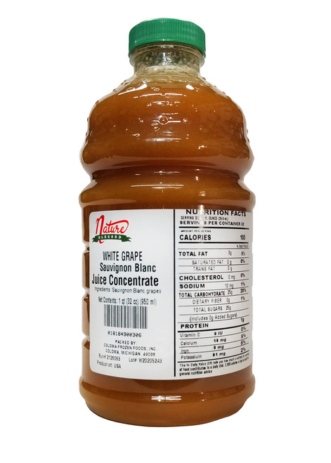 Nature Blessed 100% Pure Sauvignon Blanc White Grape Fruit Juice Concentrate - 1 Quart (1/32 fl oz bottle), Excellent for Home Brewers, Vintners, Distilling, Smoothies