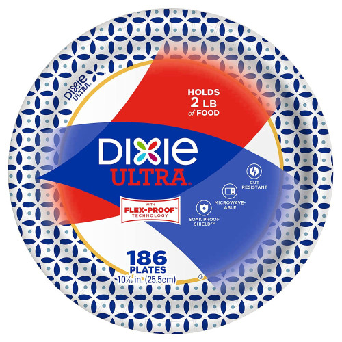 Dixie Ultra Paper Plates, Heavyweight, 10 1/16 (186 Ct.) Wholesale, Cheap, Discount, Bulk (1 - Pack)
