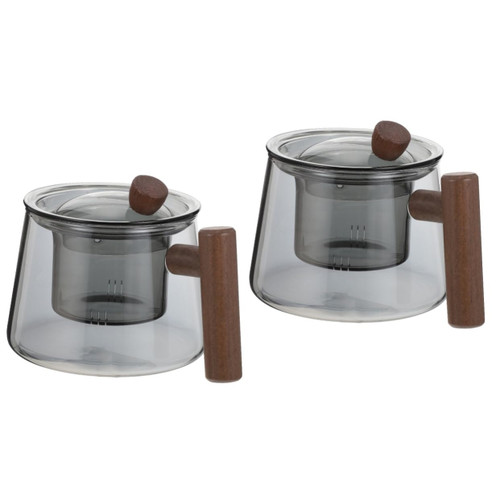 MAGICLULU 2pcs Separate Teapot Loose Leaf Tea Maker Loose Leaf Tea Pot Coffee Pot Kettle Teakettle Teapot Clear Tea Kettle Japanese Tea Kettle Household Boiling Wood Glass Jug Scented Tea