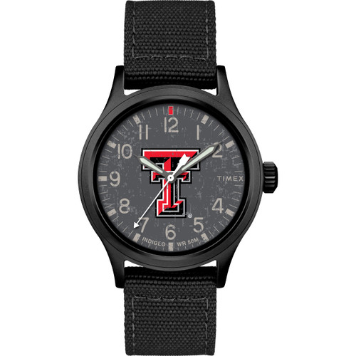 Timex Tribute Men's Collegiate Scout 40mm Quartz Fabric Strap, Black, 20 Casual Watch (Model: TWZUTXTMWYZ), Texas Tech Red Raiders