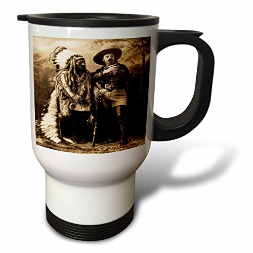 3dRose tm_16256_1" Sitting Bull and Buffalo Bill 1895 Sepia-" Travel Mug, 14 oz, Multicolor