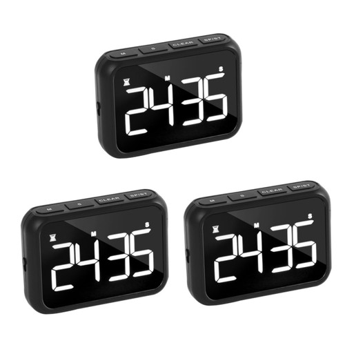 Amosfun 3pcs Alarm Clock Mechanical Timer Digital Timer Magnetic Clock Baking Timer Cute Electric Timer abs Digital Timer Exam Timer LED Electronic Timer Number Food