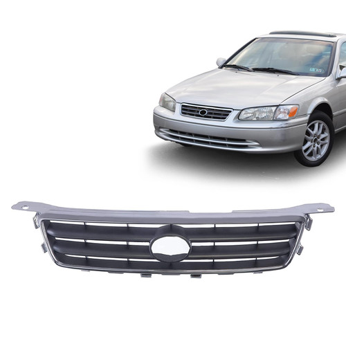JustDrivably Replacement Parts Front Grille Grill Assembly With Chrome Shell Molding With Black Insert Compatible With Toyota Camry 2000 2001