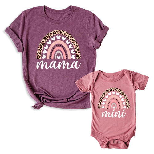 Mama Mini Matching Shirts, Cute Rainbow Mommy and Me Outfits, Mama and Me Set T-Shirts, for Moms