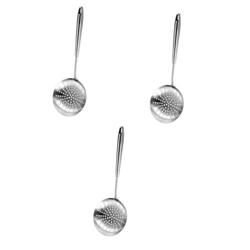 BESTOYARD 3pcs 304 Stainless Steel Drain Mesh Spoon Strainer Skimmer Spoon Slotted Noodle Spoons Kitchen Gadgets Mesh Strainer Spoon Stainless Steel Ladle Slotted Scoop Colander Filter Large