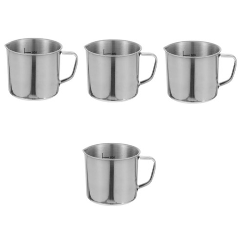 SOLUSTRE 4pcs Laboratory Beaker 2 Cup Measuring Cup Measuring Cup with Scale Glass Beaker Graduated Measuring Cup Kitchen Measuring Cup Espresso Glass Beakers Stainless Steel Flour