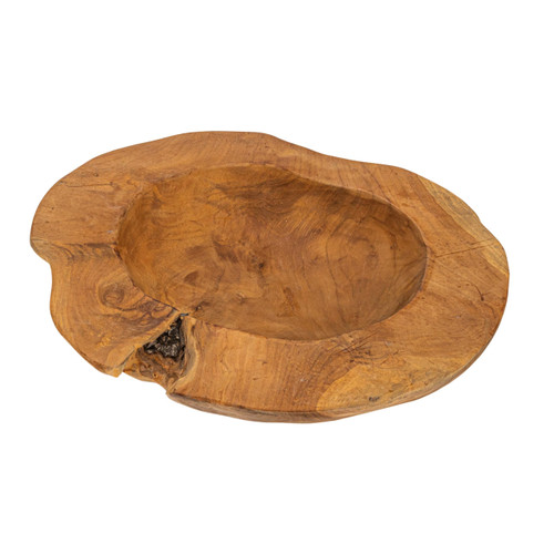 Creative Co-Op Round Textured Teakwood Bowl, Natural