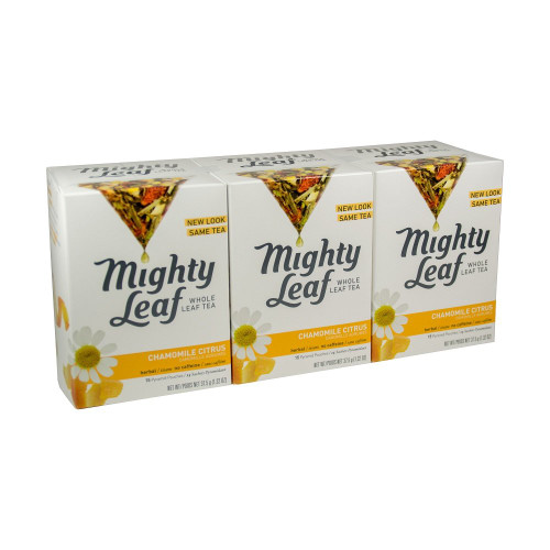 Mighty Leaf Whole Leaf Tea, Chamomile Citrus, 45 Tea Bags (Pack of 3, 15CT each) Individual Pyramid-Style Tea Sachets of Uncaffeinated Herbal Tisane with Chamomile and Orange Peel