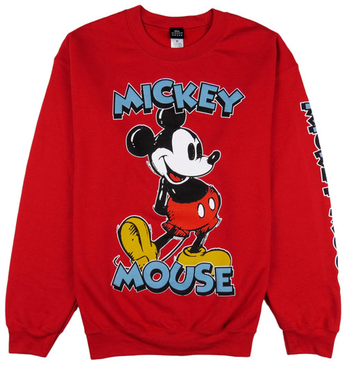 Disney Mickey Mouse & Minnie Mouse Pullover Sweatshirt (US, Alpha, X-Large, Regular, Regular, Mickey Red)