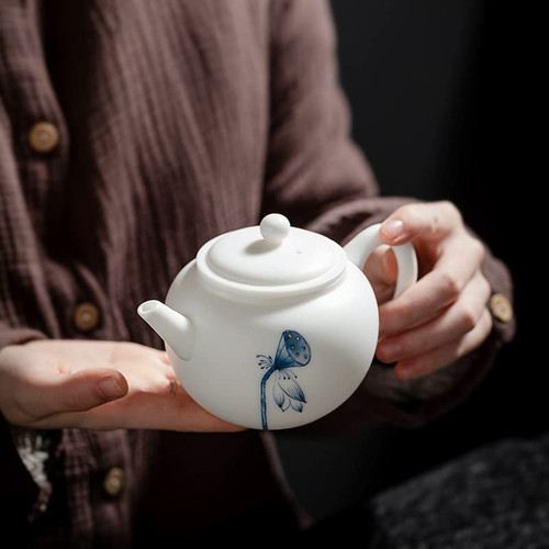 Small teapot Teapot from the office Teapot for tea party Porcelain tea pots infuser Porcelain tea pots for adults (Lotus seed)